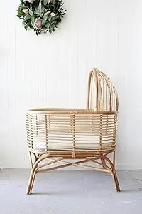 IRA Furniture Hooded Natural Rattan Bassinet