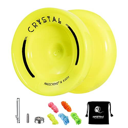 MAGICYOYO K2 Responsive Yoyo for Beginner, Professional Kids Yoyo with Unresponsive Yoyo Bearing + Removal Bearing Tool + Bag + 5 Yoyo Strings (Yellow)