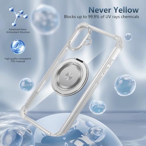 Image of Cubix Back Cover Case for iPhone 16 Plus Hard PC + TPU | Metal Ring Kickstand | 1500g Magnetic Hold | 360 Rotating Stand | Military Drop Protection | Air Cushioned Corners