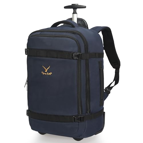 Hynes Eagle Valise Trolley Bagage Soute Roulette Valise Bagage de Cabine Sacs de Voyage a roulettes Sac a Dos Cabine Avion 42L Bleu avec Poche pour Bouteille...
