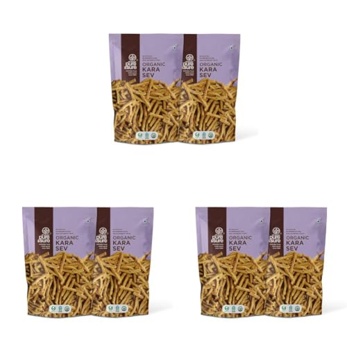Image of Pure & Sure Organic Kara Sev 200gm| Delicious Crunchy Namkeen & Snacks | Ready to Eat Tea Time Snacks, Cholesterol Free, No Trans Fats, No Preservatives| 100gm each (Pack of 6)