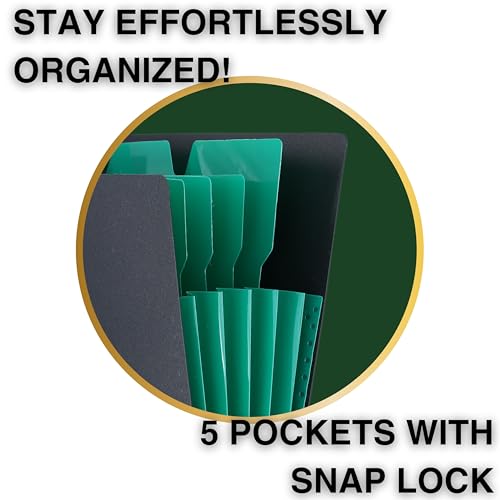 Image of SPS 5 Pocket Expanding File Folder Smile Design - Fits A4 & Letter Size Document Organizer, Accordion File Folders, File Holder for Office, School & Home Use - Green (Pack of 4)