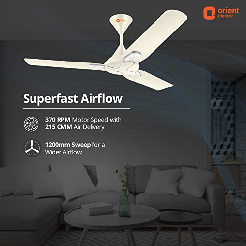 Image of Orient Electric Jazz Trendz 1200mm Ceiling Fan | Decorative Ceiling Fan for Home with High-Air Delivery | Durable Copper Motor (Pearl Metallic White, Pack of 1)
