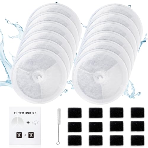 AWoHH 12 PCS Upgraded Filter Unit 3.0 Pet Cat Water Fountain Filters Fit For Solo 2/Solo SE 3 Pro/2S/3 Including Replacement Filters and Replaced Foam Pump Filter (12 pcs)