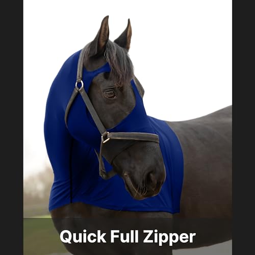 Image of RESISTANCE Premium Horse Hood Full Zipper with Face & Forelock Saver - Horse Sleazy Slickers and Horse Care Sheet