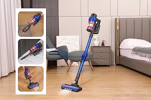 Swiss Pro+ Staubsauger Akku - kabellos Akkustaubsauger - Auch als Handstaubsauger Akku - Vakuumgrad: 18KPA - 250W Akkusauger kabellos - Kunststoff - Blau - 0,8L – Bild 8