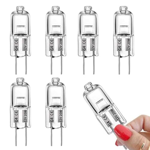 Bralucy G4 Halogen Light Clear Bulbs 12pcs Capsule Lamp 20W 12V Dimmable 2 Pins Halogen Bulbs for Oven Lighting Signal Lights Track Lights (Warm White)[Energy Rating G]
