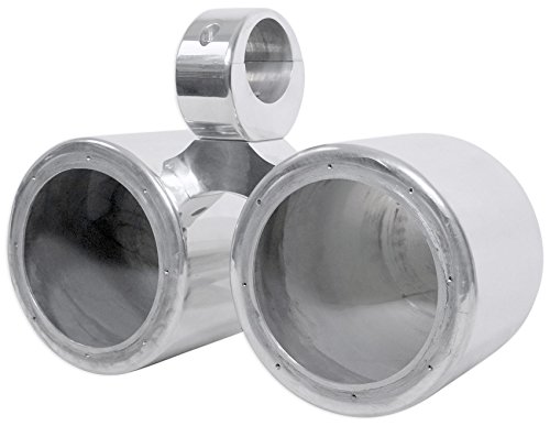 Image of Rockville DMAC65S Silver Dual 6.5 inch Wakeboard Tower Speaker Enclosure | Speaker Pod, Polished Finish, 100% Waterproof, Internally Wired, Marinized, Fits 2 inch to 2.5 inch Towers