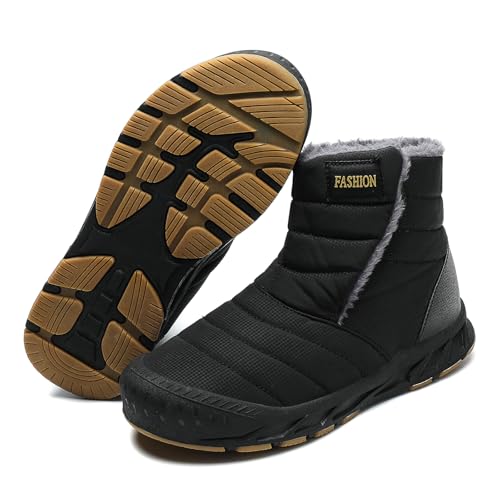 Mens Winter Snow Boots Anti-slip Waterproof Winter Shoes Comfort Platform Slip On Lightweight Fur Lined Warm Ankle Boots