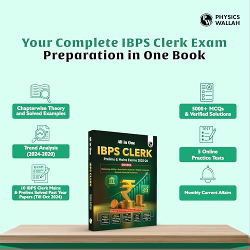 Image of PW All in One IBPS Clerk Prelims & Mains Exams 2025-26 | Chapterwise Theory and Exercises | 10 Previous Solved Papers (Till Oct 2024) and 5 Online CBT Tests English Edition [Paperback] PW (PW)
