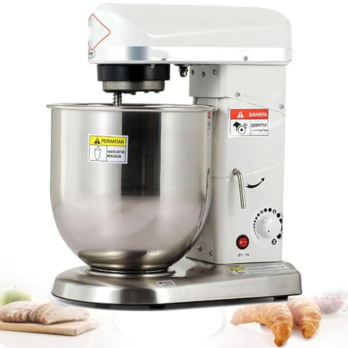 Commercial Food Mixer, Electric Stand Mixer,3 Speeds Adjustable, Tilt-Head Kitchen Baking Mixer, Household Cake Mixer & Dough Mixer,White-5L