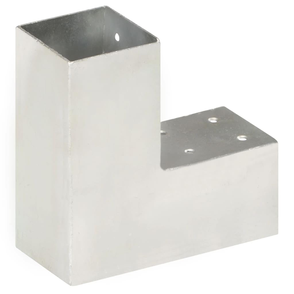 Generico Connettori per Pali a Forma di L 4 pz Metallo Zincato 71x71 mm,Articoli di ferramenta,Barriere e recinzioni,Pali e Assi per recinzioni-145454