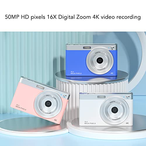 Dziecięcy Aparat Cyfrowy, Kamera Wideo IPS HD 2,88 Cala Początkujący Aparat 4K do Vlogowania Autofokus z 50MP 16-krotnym Zoomem, Wbudowane światło Wypełniające LED, ładowalna Kamera(Różowy)