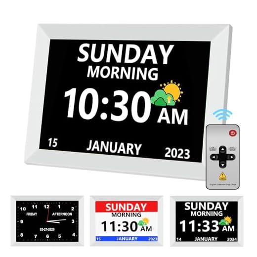 10 Inch Clock with Day and Date for Elderly Large Display Digital Clocks 12 Alarm 3 Display Modes Large Font Alzheimer's Clock Alarm Clocks for Seniors Auto DST 10in White