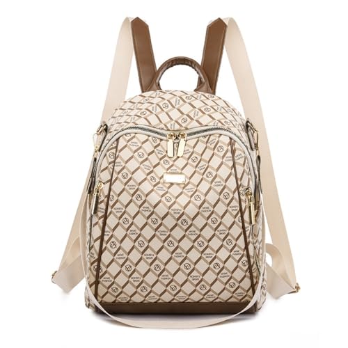 Sac à dos classique à carreaux marron beige grand sac d'ordinateur