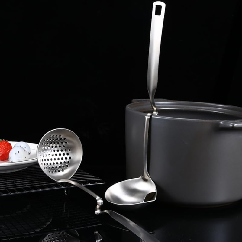 Unomor Grease Remover Cooking Tool Oil Filter Spoon 304 Stainless Steel Soup Scoop Oil Separating Spoon Handle