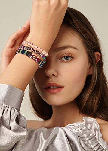 Finrezio 20 Pcs Braided Bracelet Set Women Men Beads Leather Wristbands Boho Ethnic Tribal Linen Hemp Cords Wrap Bracelets String Handmade Jewelry (Style A:20 Pcs) #TOP1