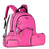 Kit Luluca Mochila com Lancheira e Estojo Box Escolar Feminino Juvenil (Rosa)