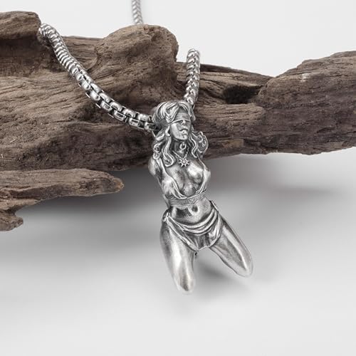 Pendentif vintage argenté Pow pour homme collier pull style rétro - 2