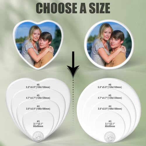 Image of Heart Porcelain Photo Memorial Garden Stones, Headstones for Graves, Waterproof Outdoor Picture, Photo Plaques for Cemetery, Custom Cameo Insert, Ceramic Picture for Gravestones Grave Markers