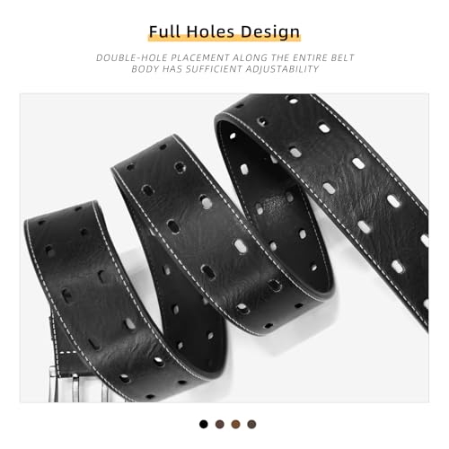 Men Classic Double Prong Faux Leather Belt Fashion Casual Heavy Duty Work Belts For Jeans Pants4