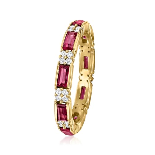 Ross-Simons 1.50 ct. t.w. Rhodolite Garnet and .50 ct. t.w. White Zircon Eternity Band in 18kt Gold Over Sterling3