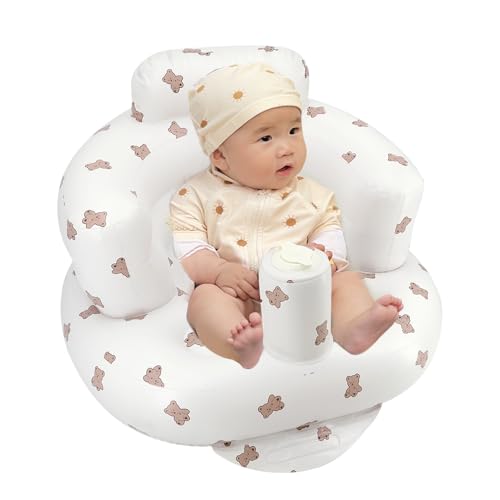 Image of Inflatable Baby Seat for Babies 3-36 Months, Inflatable Baby Chair for Learning to Sit, Summer Floating Seat with Built in Air Pump, Blow Up Baby Chair for Home or Camping (Bear cub)