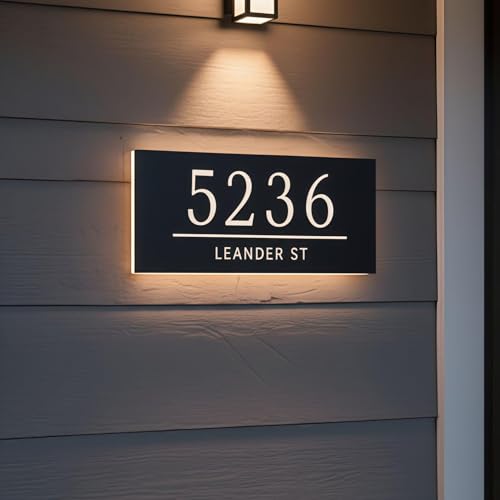 Image of THE GRANDEUR Acrylic Personalized Name Plate for Home Entrance Outdoor Led, Offices Signs | Customized Led Name Plate House | Brand Outlets | Corporate Offices (15 x 30 cm)