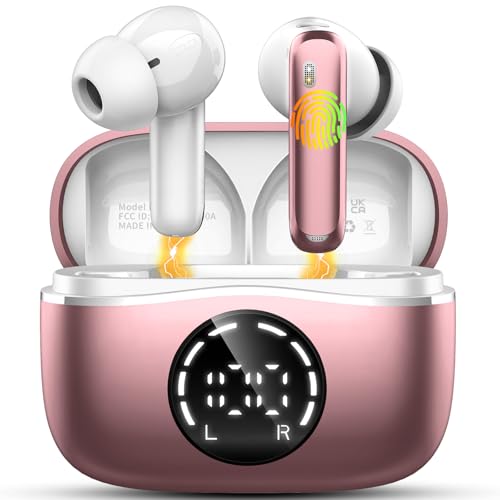 Image of 2026 Wireless Earbuds, Bluetooth Earphones 50H Playtime LED Display, Ear buds with 4 ENC Noise Cancelling Microphone, Bluetooth 5.4 Headphones In Ear HiFi Stereo Deep Bass, IP7 Waterproof, Fast Charge