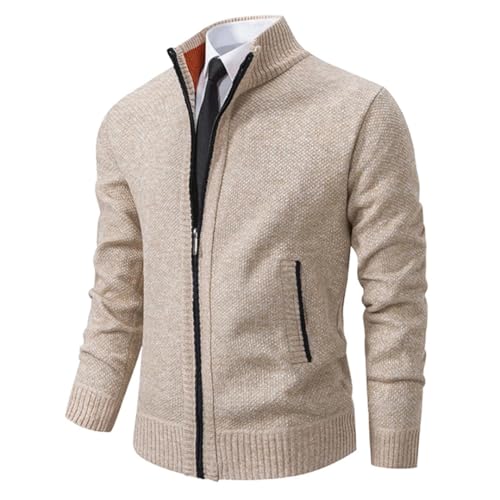 Men Cardigan Slim Fit Knitted Sweater Solid Long Sleeve Zipper Sweatercoat 6