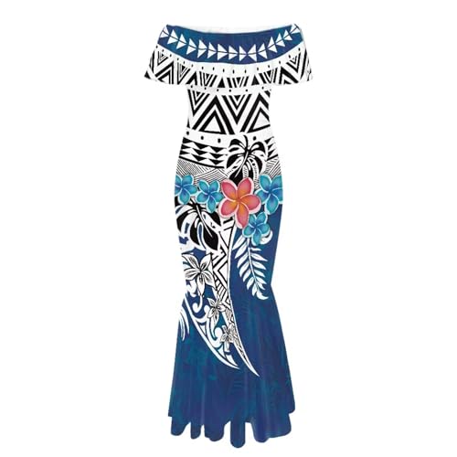 Image of Polynesian Dresses for Women Off Shoulder Maxi Dress Puletasi Samoan Dresses S-7XL