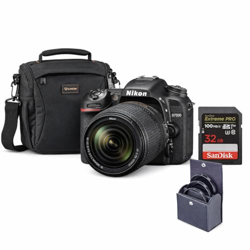 Nikon D7500 DX-Format DSLR Camera with AF-S DX NIKKOR 18-140mm f/3.5-5.6G ED VR Lens, Bundle with 32GB Memory Card, Bag, Filter Kit