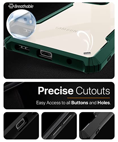 Image of WOW IMAGINE Shock Proof Clear Protective Back Case for Samsung Galaxy S23 Ultra 5G - AirEDGE Technology | 360 Degree Camera Protection | Transparent Hybrid Back Case Mobile Cover - Green
