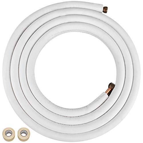 🔥 Cashback up to 70% VEVOR Mini Split Copper Line Set 24.6ft Length, Copper Pipes for Mini Split Air Conditioner 3/8" & 1/4" OD, Flared Copper Lines White Mini Split Line Set for Heat Pump System Line Set for 9000 BTU