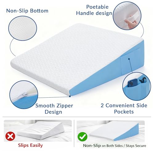 Image of Wedge Pillow for Sleeping, 7.5 inch Memory Foam Bed Wedge Pillow