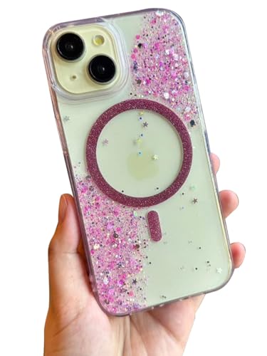 Image of mobistyle Glitter Cover Case for iPhone 14 Plus | 6.7-Inch Compatible with Mag-Safe, Shiny Cute Bling Sparkle for Women and Girls Phone Cover iPhone 14 Plus (Pink)