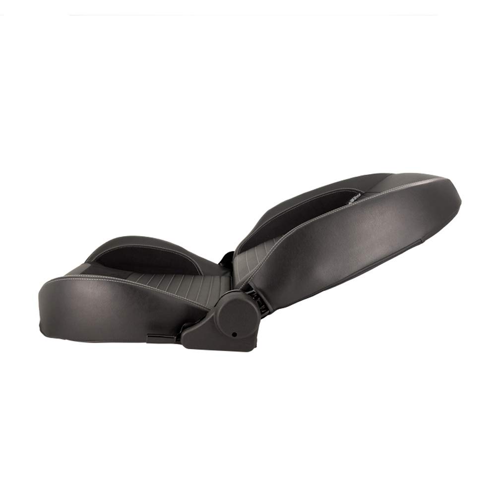 AUTO-STYLE Sportsitze 'Classic II' - Schwarz PVC Kunstleder + Suede + Graue Naten - Linksseitig verstellbare Rückenlehne - inkl. Laufschienen
