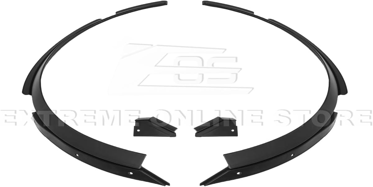 Replacement For 2020-Present Chevrolet Corvette C8 Stingray Models | Performance Package ABS Plastic - Matte Black Side Wheel Trim Molding Fender Flares Extension Pair (Rear Fender Flare)