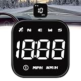 GPS Speedometer Digital Car Compass HUD Car Head Up Display Universal with Speed MPH, Overspeed Car Alarm Fatigue Driving Reminder for All Car Motorcycle (White)