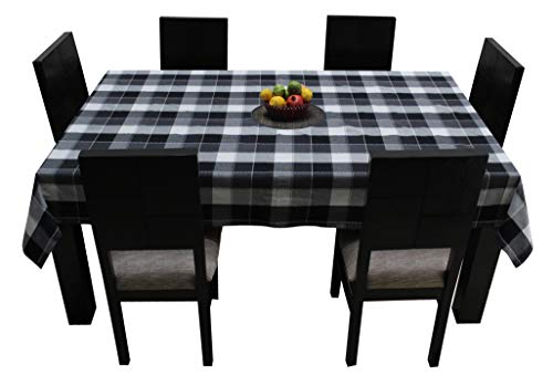 Image of AIRWILL Branded, 100% Cotton Yarn-Dyed Multicolor Checks with 6 /8 Seater Tablecloth, Sized 140cm Width and 180cm Length, Pack of 1 piece