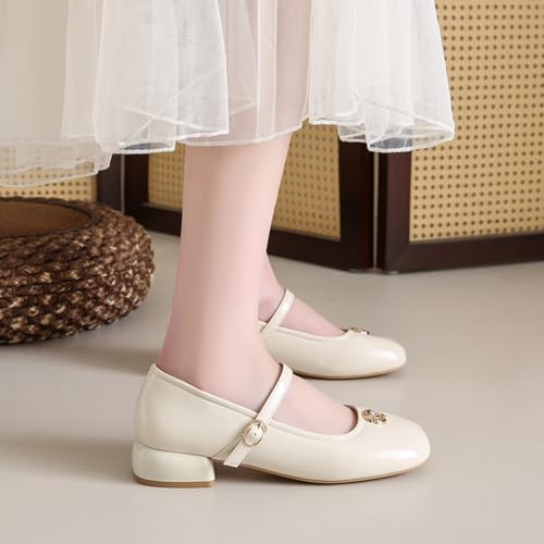 Women's Square Toe Mary Jane Ballet Flats Ankle Strap Pumps Buckle Cute Shoes4