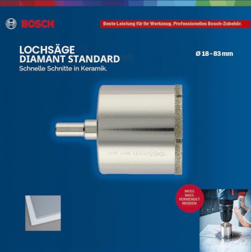 Bosch Professional 1x Diamant-Lochsäge Diamond for Hard Ceramics (für Fliesen, Stein, Ø 64 mm, Zubehör für Schlagbohrer) – Ansicht 6
