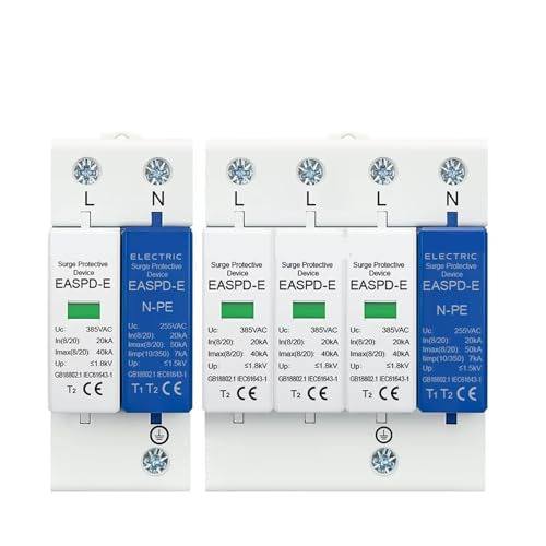 Protector contra sobretensión CA 2P 385V y descargador de bajo voltaje T1 T2