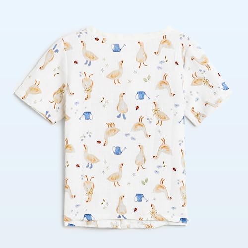 Image of The Boo Boo Club Kid'S 100% Muslin Organic Cotton Printed Button Shirt and Short Set | Half Sleeve Shirt | Summerwear Set | Kids Cothing Wear Set