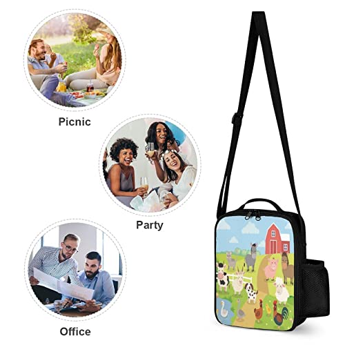 KiuLoam Farm Animals Kids Backpack Set 3 Piece Back To School 16 Inch Book Bag With Lunch Bag Pencil Case For Boys Girls 1-6th Grade4