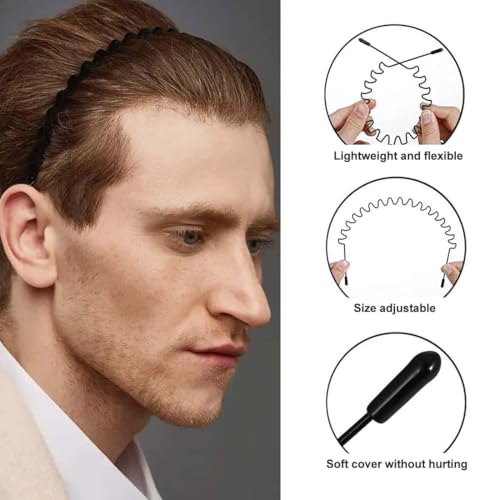 Image of Thin Hair Bands for Men and Women, 8-Piece Hair Accessories Set for Kids Girls and Boys, Headband for Gym and Daily Wear, Black Metal Hair Clip for Stylish Men Fashion