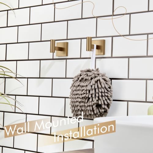Image of KOKOSIRI Robe Hooks for Bathrooms Towel Hook, Wall Mounted Coat Hooks Bathroom Hardware 2 Pack Champagne Bronze Stainless Steel B1013CPG-P2
