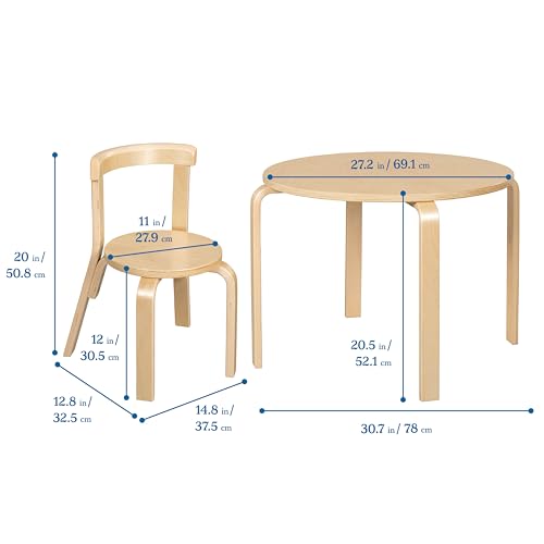 Image of ECR4Kids Bentwood Table and Curved Back Chair Set, Kids Furniture, Natural, 5-Piece