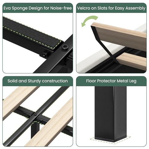 Larmace King Size Bed Frame With 4 Storage Drawers And Wingback Headboard Linen Upholstered Platform Bed Frame With Wooden Slats thumb #5