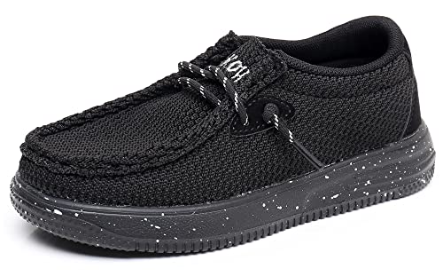 Apakowa Kids Boys Girls Slip-On Casual Loafers Walking Shoes Comfortable & Lightweight (Toddler/Little Kid) Black